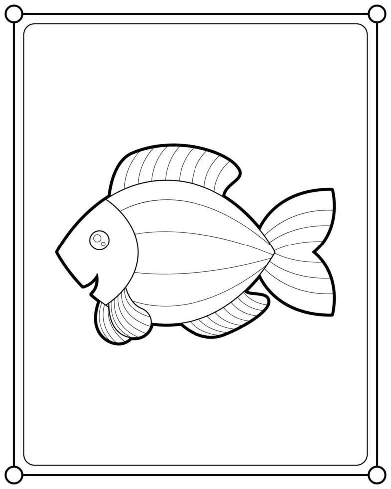 peixe bonito adequado para ilustração vetorial de página para colorir infantil vetor