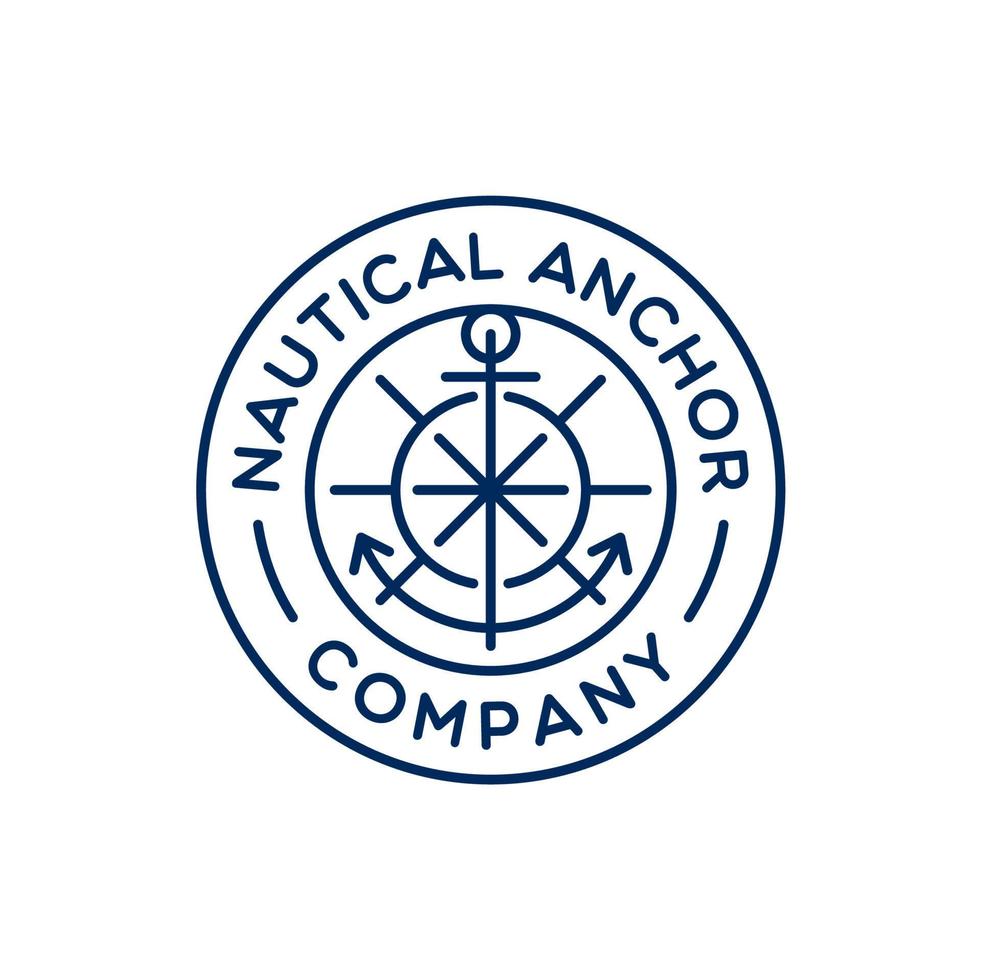 design de logotipo de vetor de símbolo de crachá de âncora de navio náutico de luxo retrô vintage