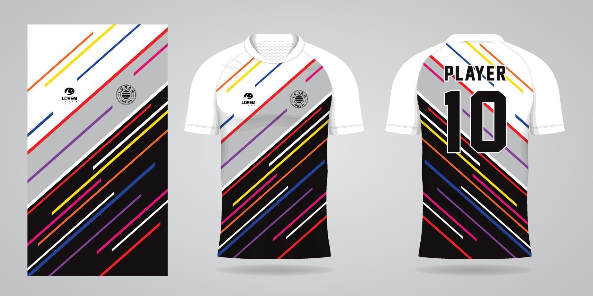 modelo de design de esporte de camisa de futebol colorida vetor