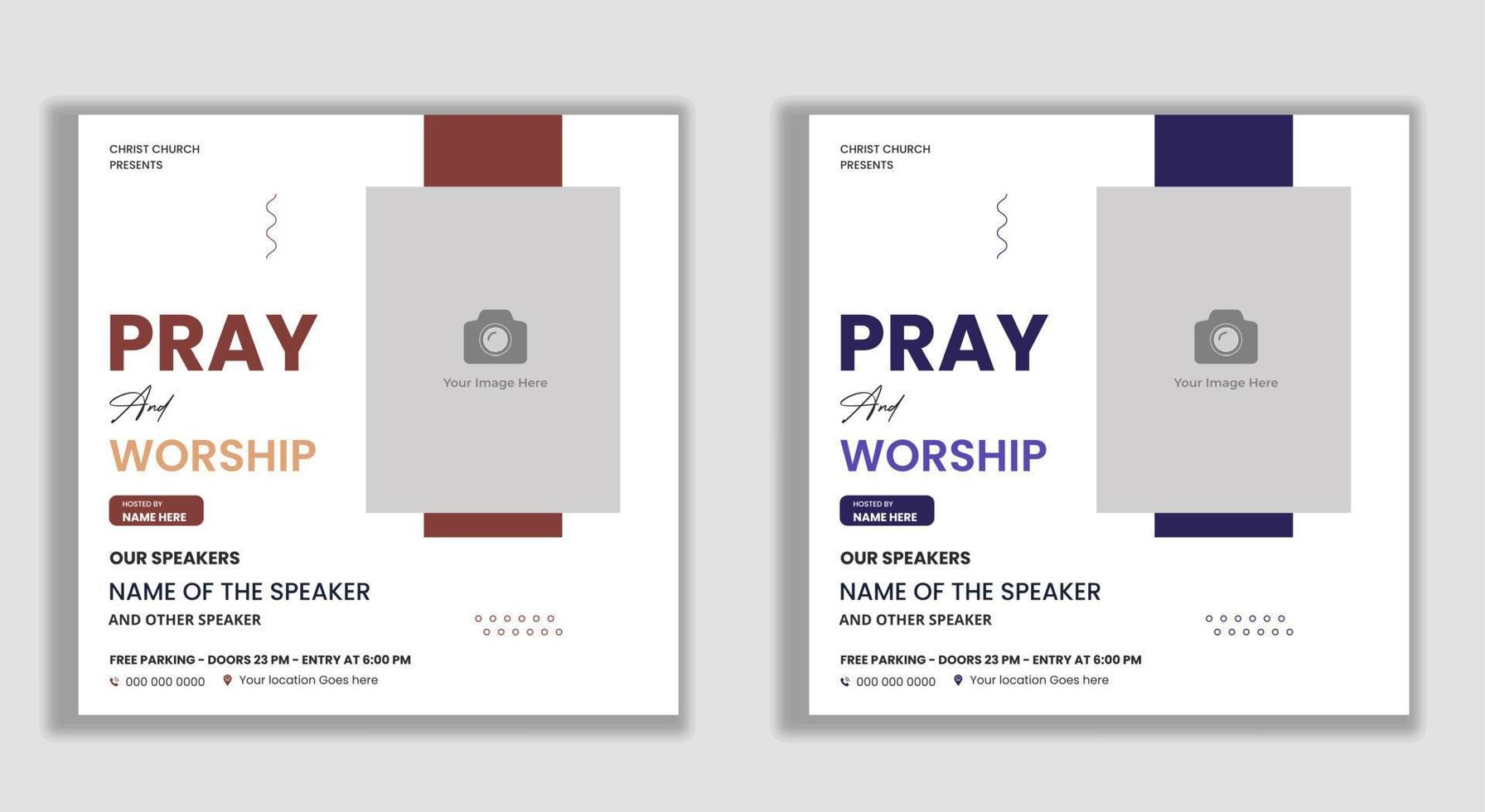 folheto de conferência de igreja e adoração mídia social e banner da web vetor
