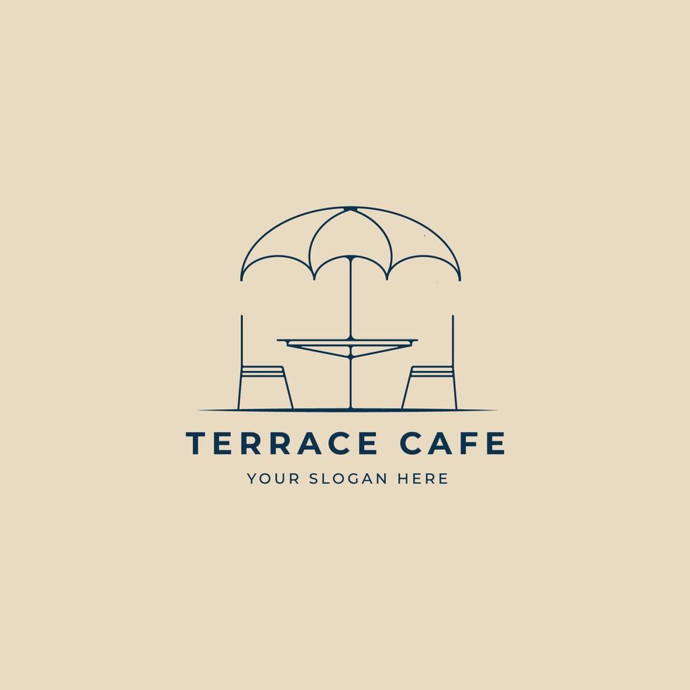 logotipo, ícone e símbolo da arte da linha do café do terraço, design de ilustração vetorial vetor