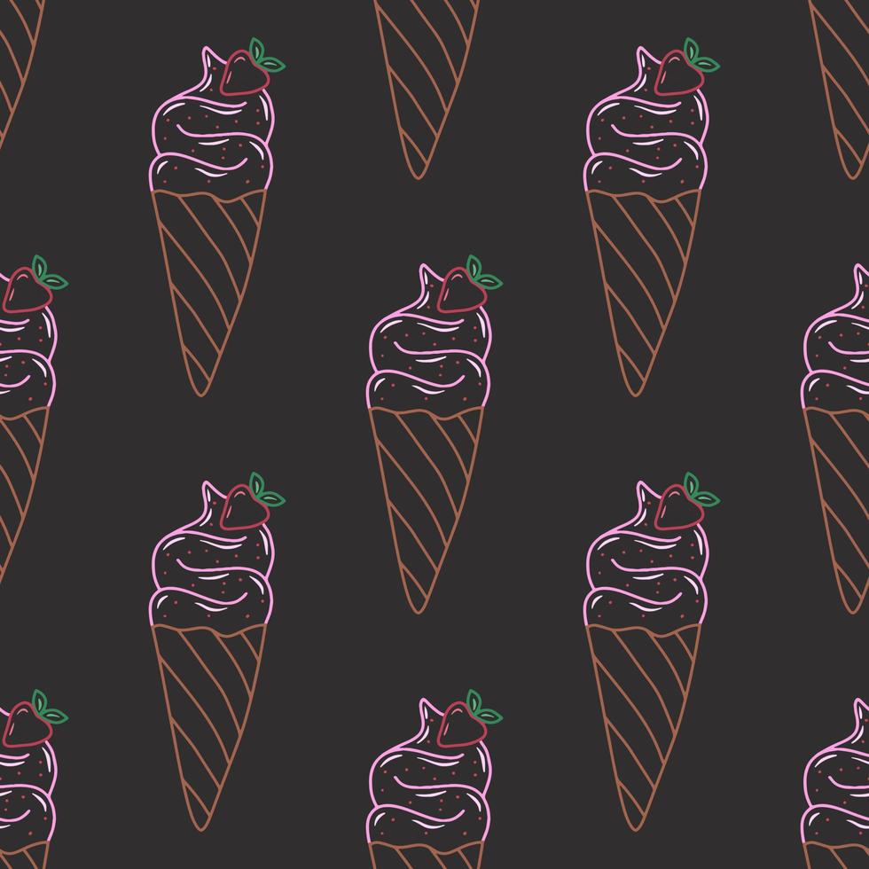 doodle padrão sem emenda de vetor de sorvete desenhado à mão