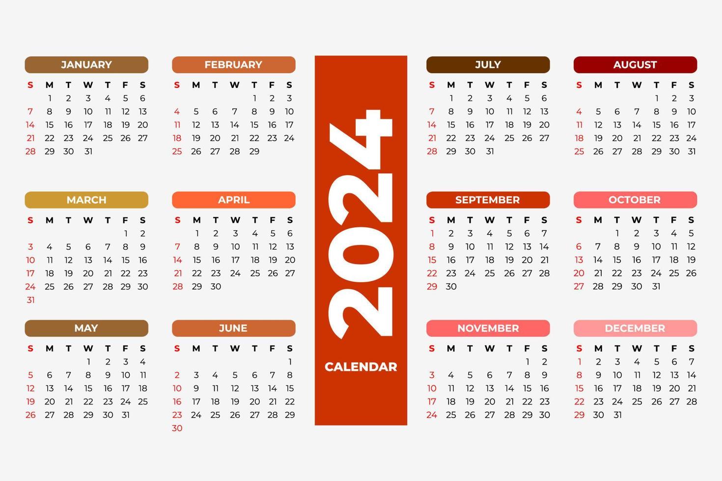 modelo de calendário 2024, vetor editável