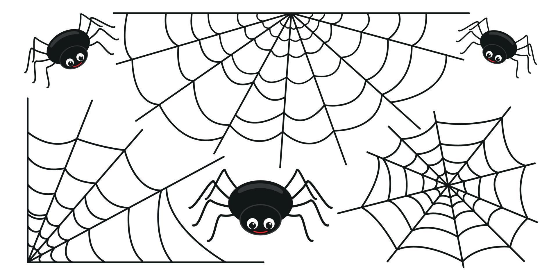 conjunto de teia de aranha isolado no fundo branco. texturas de teia de aranha, elementos para decoração de festa de halloween. conjunto de diferentes teias de aranha de vetor para halloween e outros fins.