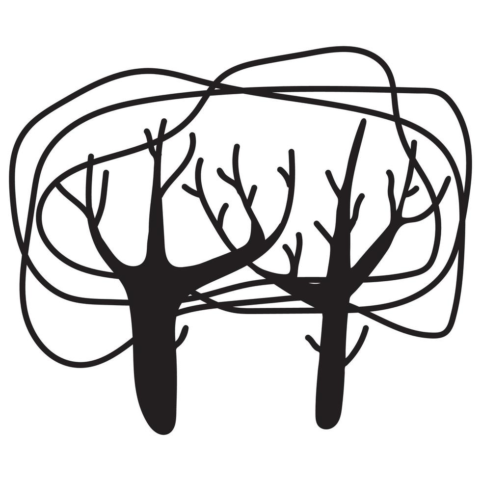 árvore de rabiscos. desenhado à mão esboçado. ilustração vetorial. vetor