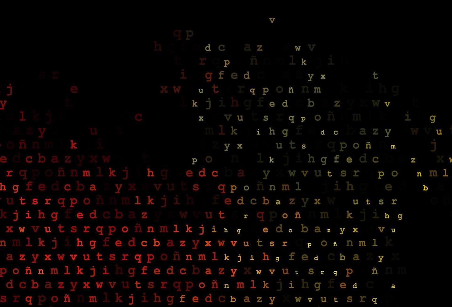 layout de vetor laranja escuro com alfabeto latino.