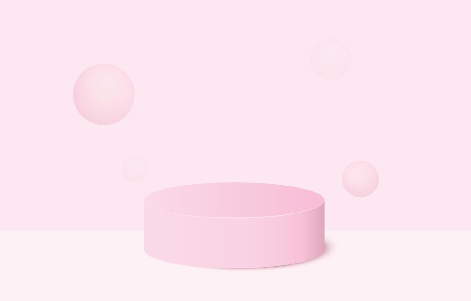 pódio de pedestal de cilindro 3d realista rosa com pano de fundo pastel. plataforma geométrica de renderização de vetor abstrato. apresentação de exibição do produto. cena mínima.