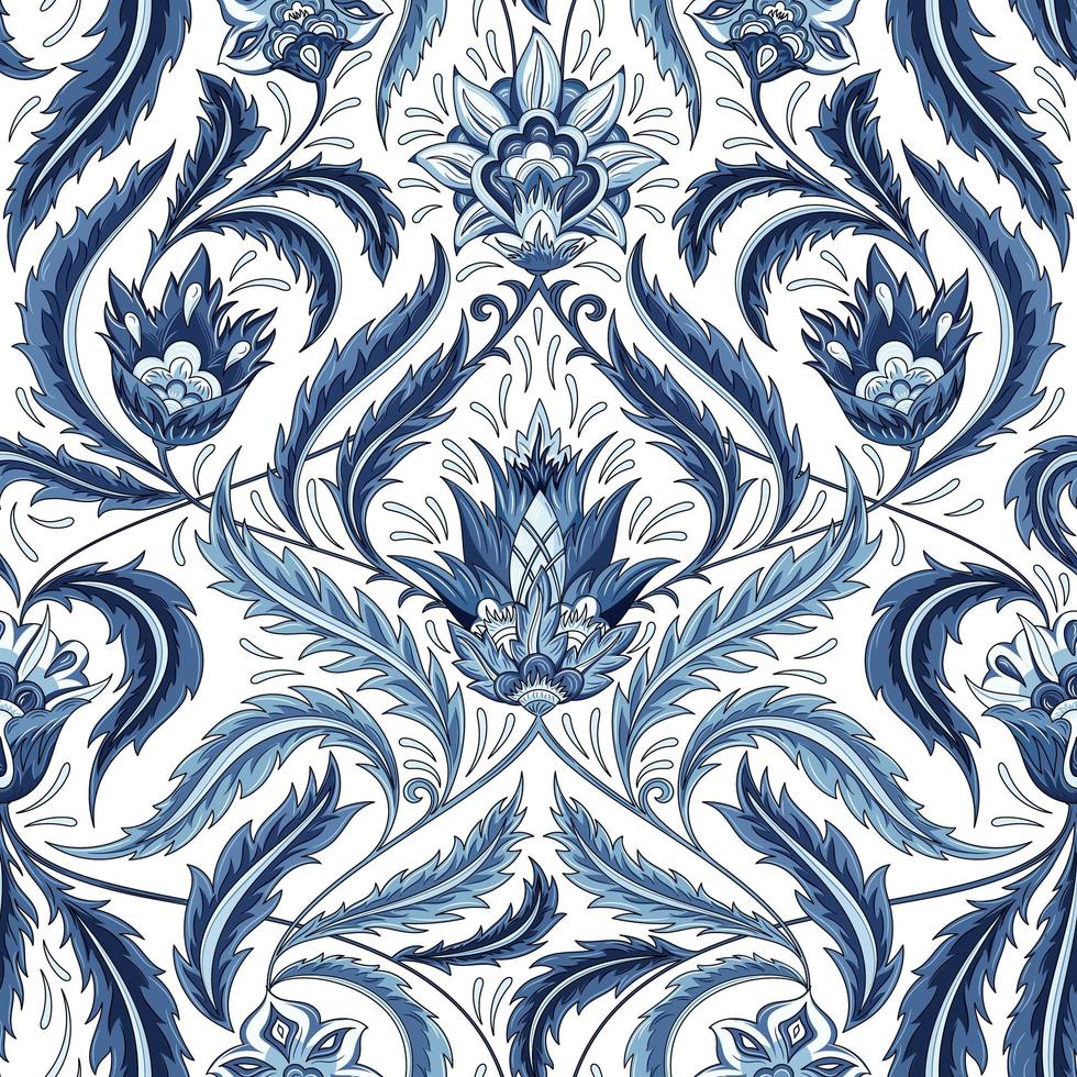 padrão decorativo floral azul vetor