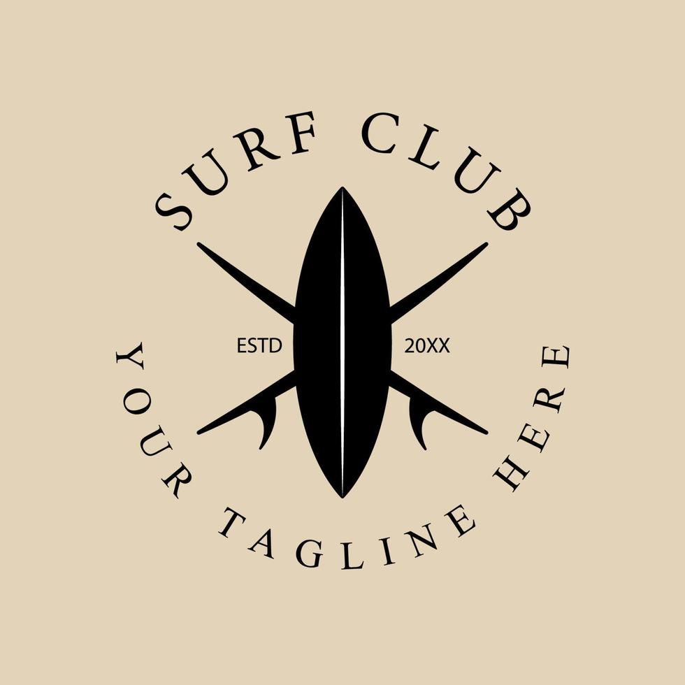 surf vintage logotipo, ícone e símbolo, design de ilustração vetorial vetor