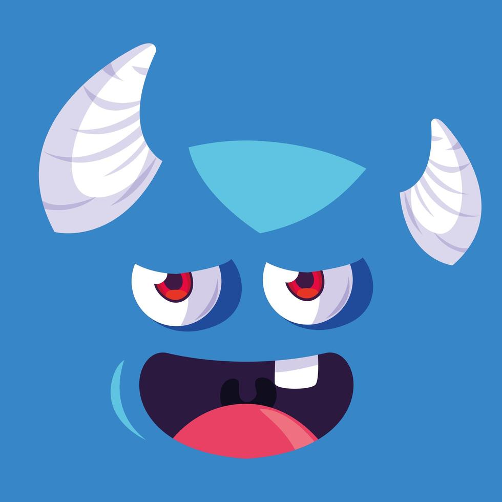 ícone de desenho de monstro azul vetor