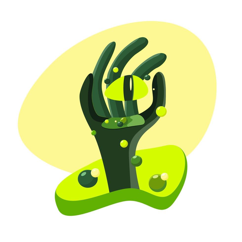 a mão do monstro de halloween plano verde isolado vetor
