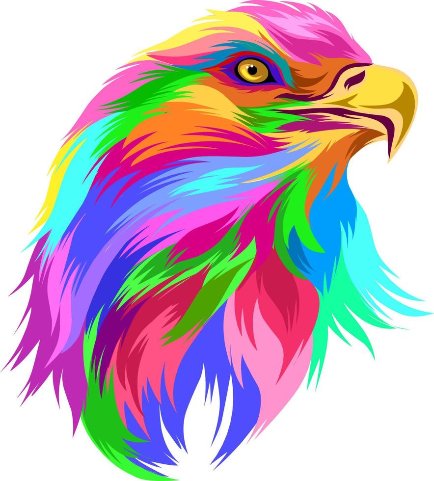 cabeça de vetor de águia colorida e arco-íris