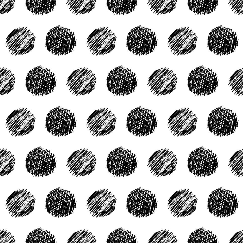 sem costura padrão com esfregaço de rabisco de círculo preto desenhado à mão. textura abstrata grunge. ilustração vetorial vetor