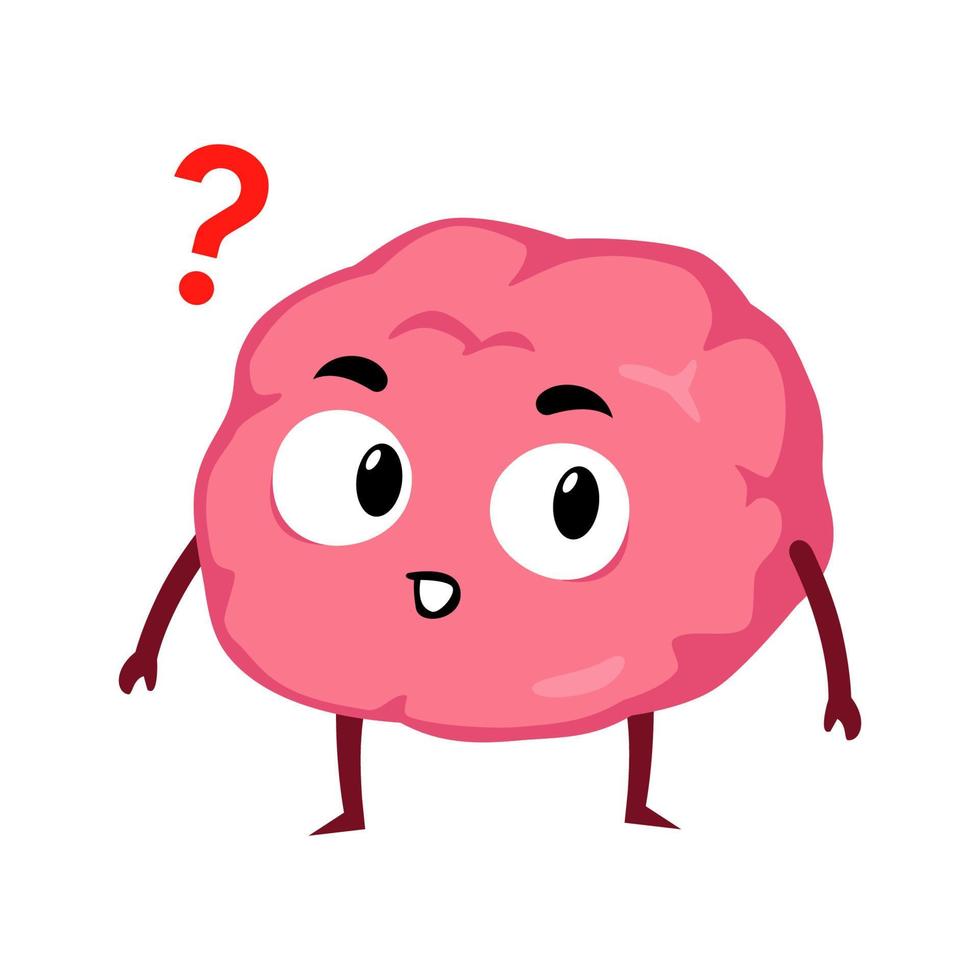 ilustração de desenho animado de personagem de mascote de conceito curioso de cérebro vetor