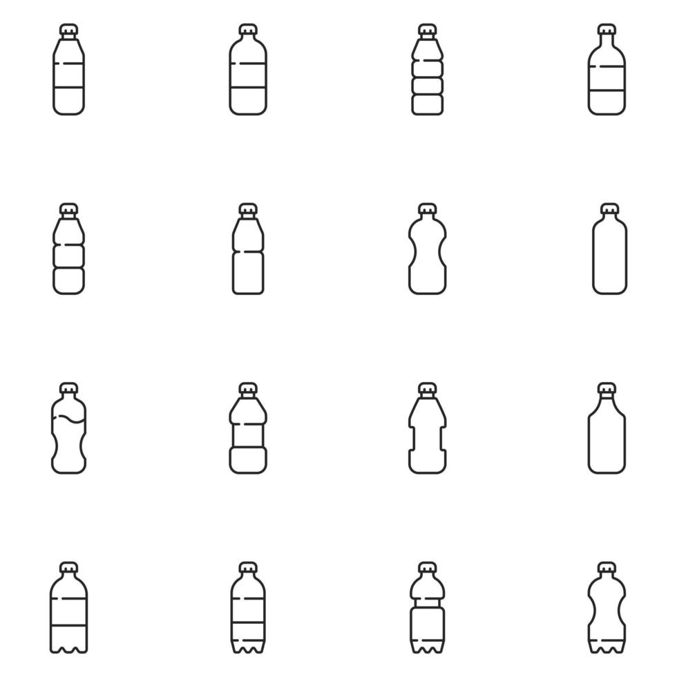 vetor de conjunto de ícones de linha de garrafa