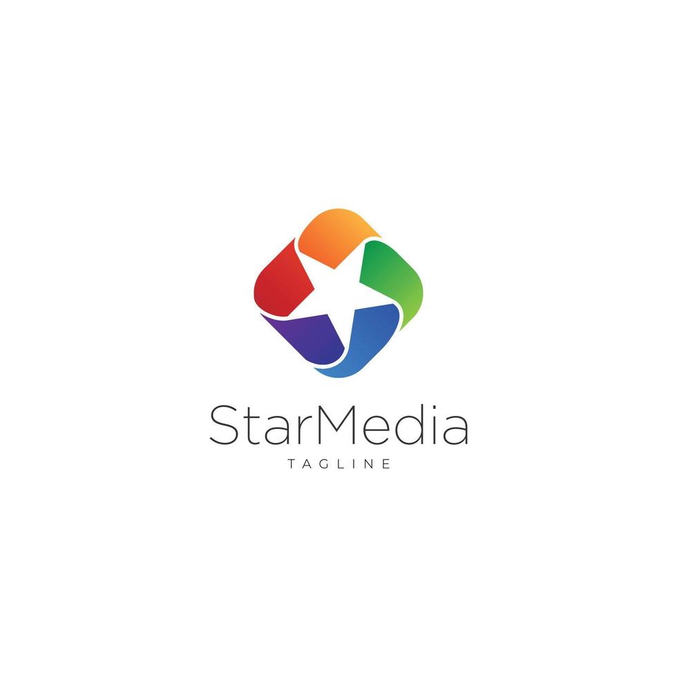 modelo de logotipo de loop de estrela colorida abstrata vetor