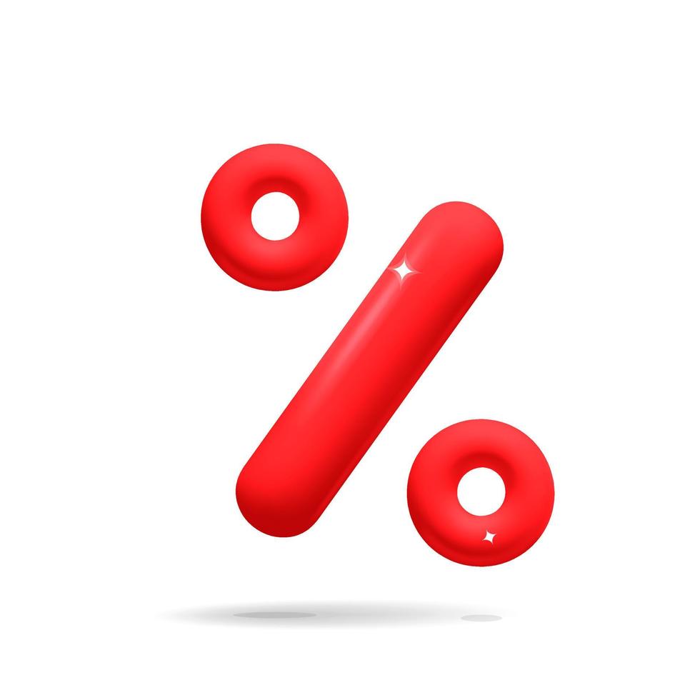 design de símbolo de porcentagem de desconto de etiqueta de venda vermelha vetorial 3d vetor