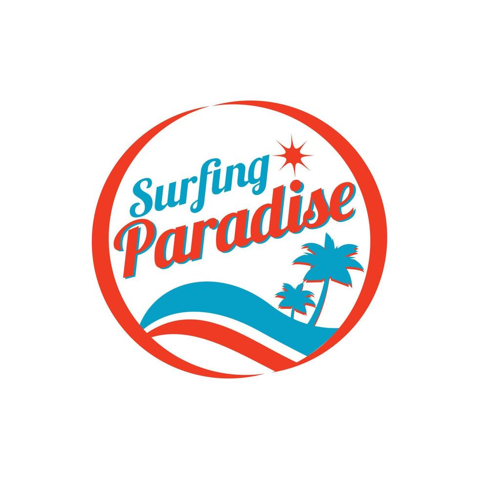 surf paraíso logotipo sinal símbolo ícone vetor