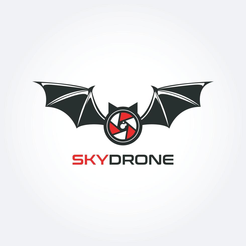 modelo de design de logotipo de drone de céu de morcego voador vetor