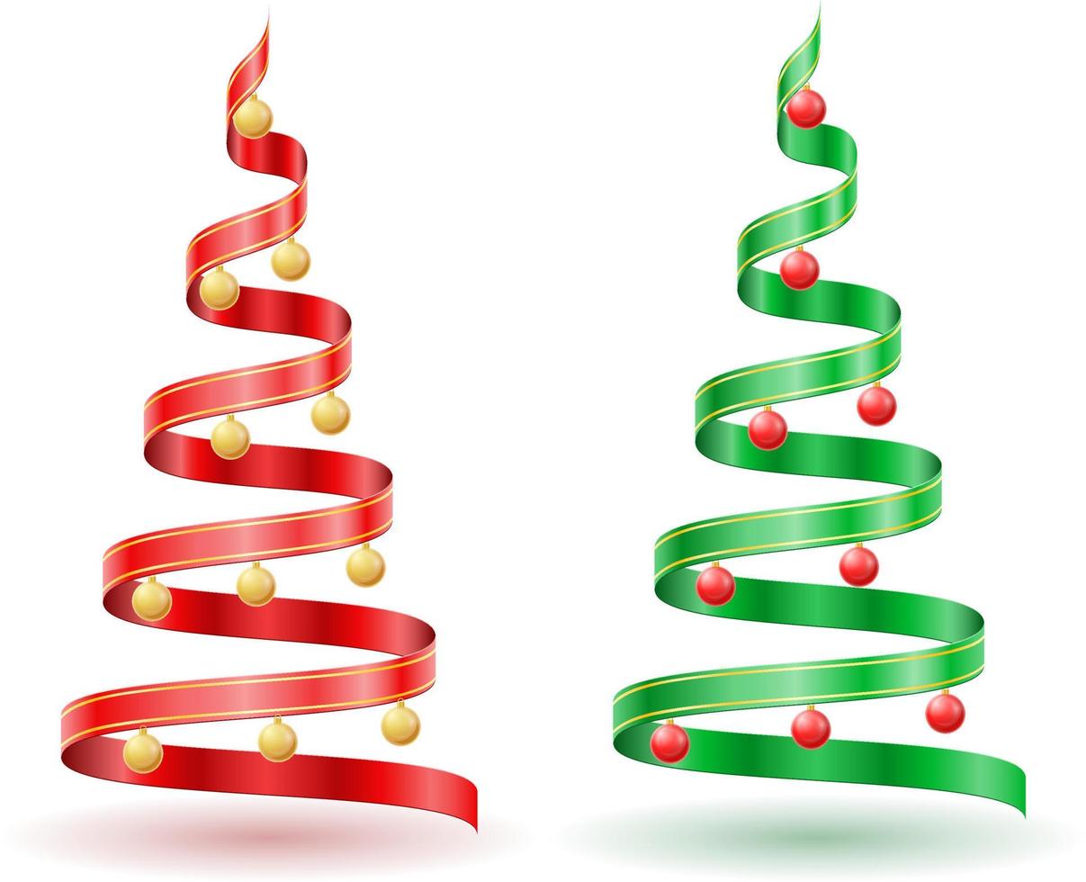 árvore de natal e ano novo feita de ilustração vetorial de fitas vermelhas isolada no fundo branco vetor