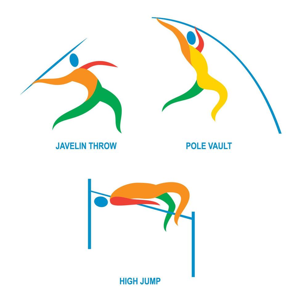 ícone de salto em altura de salto com vara de lançamento de dardo vetor