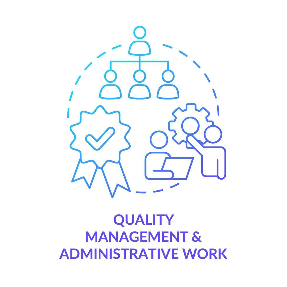 gerenciamento de qualidade e ícone gradiente azul de trabalho administrativo. ilustração de linha fina de idéia abstrata de manutenção produtiva total. desenho de contorno isolado. vetor