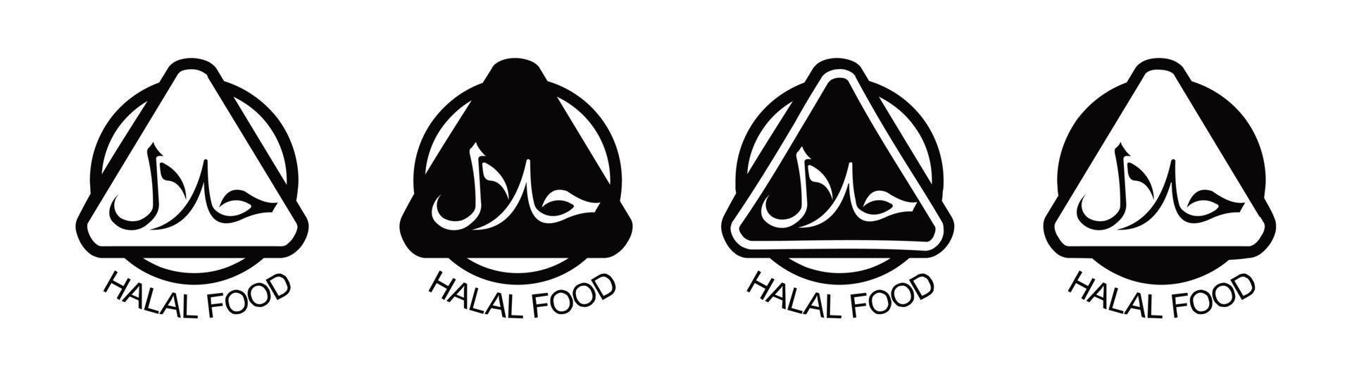 conjunto de ícones halal produto emblema vector illustration.set de rótulos de produtos alimentares halal, etiqueta de certificado de sinal halal vector.