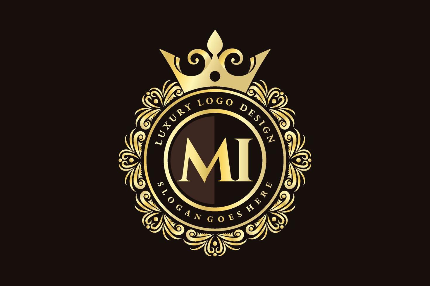 mi letra inicial ouro caligráfico feminino floral mão desenhada monograma heráldico antigo estilo vintage luxo design de logotipo vetor premium