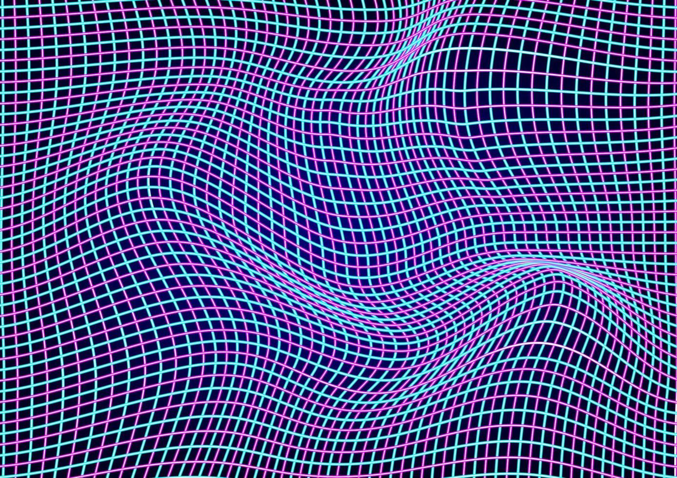 linhas onduladas distorcidas ilustração vetorial de fundo abstrato, curva tem um padrão de linha reta rosa e azul. vetor