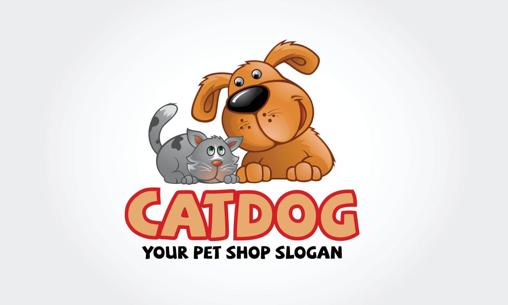 personagem de desenho animado do logotipo do cão gato. modelo de design de logotipo vetorial para lojas de animais, clínicas veterinárias e abrigos de animais. modelo de logotipo de vetor com gato e cachorro. ilustração do logotipo dos desenhos animados.