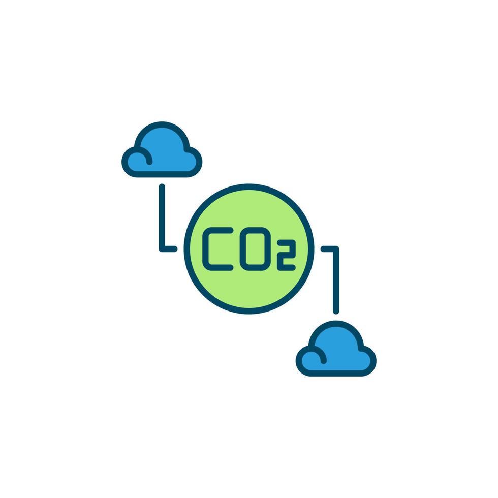 nuvens e dióxido de carbono co2 vector ícone colorido