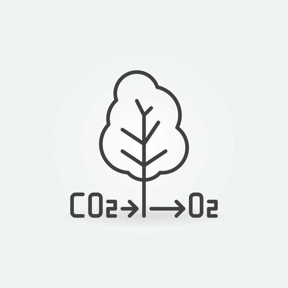 ícone de contorno do ciclo de carbono do vetor de oxigênio da árvore de co2 o2