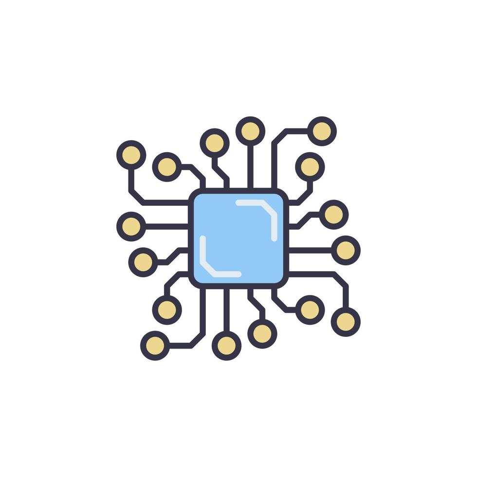processador de chip ou conceito de vetor de placa de circuito ícone colorido