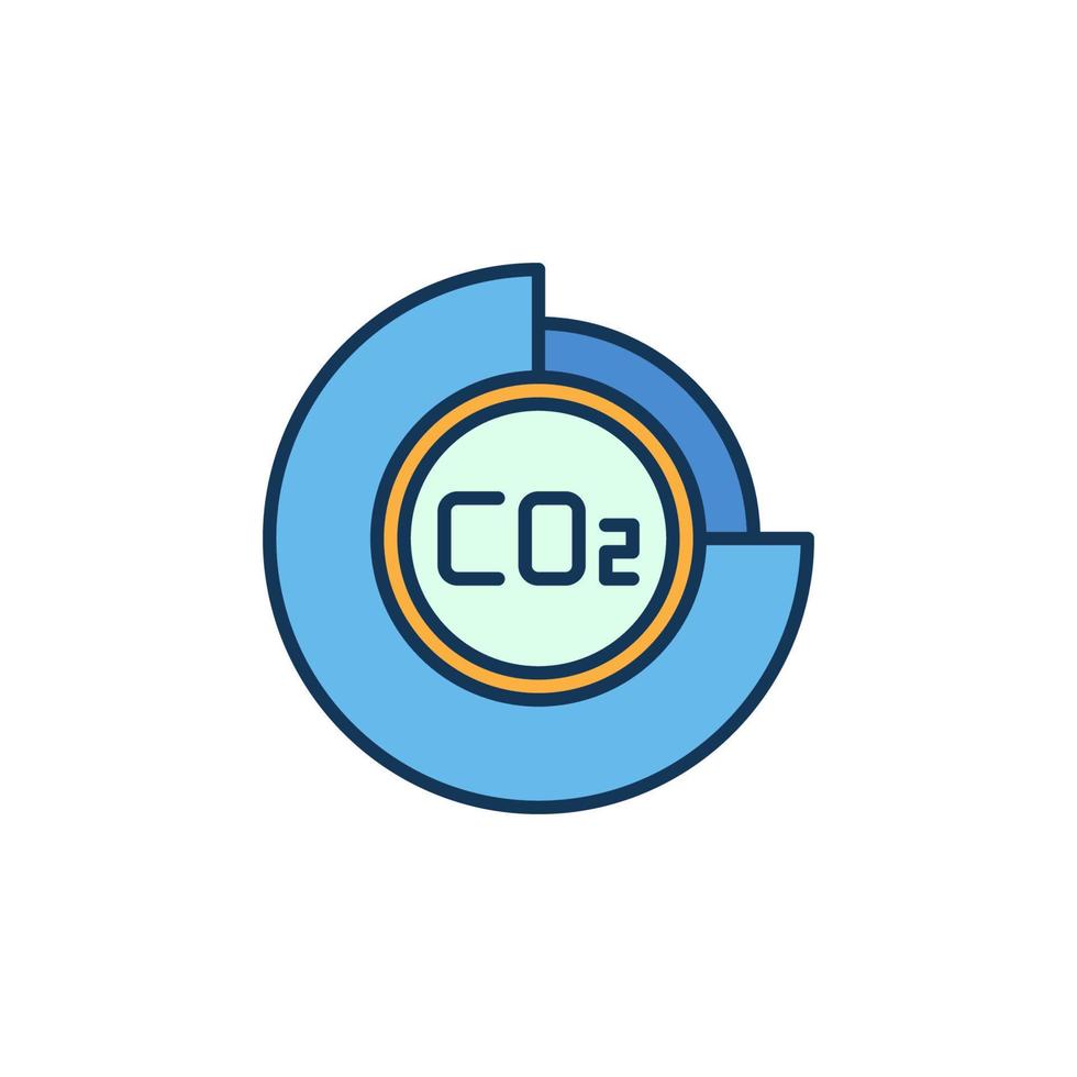 ícone colorido de conceito de vetor de gráfico redondo de dióxido de carbono co2