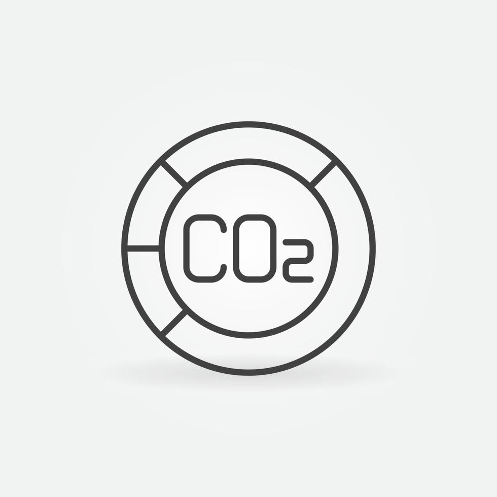 ícone de linha de conceito de vetor de gráfico de pizza de dióxido de carbono co2