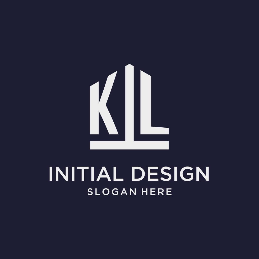 kl design de logotipo de monograma inicial com estilo de forma de pentágono vetor