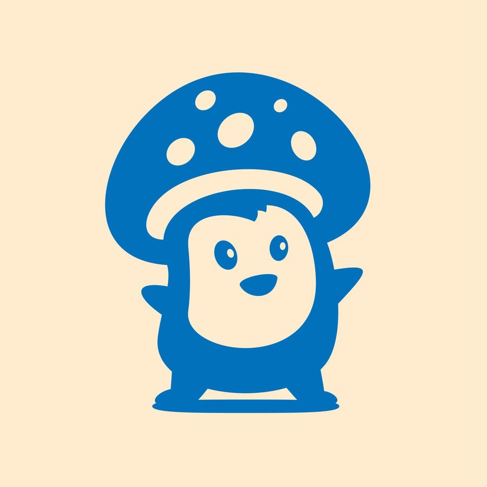 personagens de desenhos animados de cogumelos simples, estilo de design plano de mascote vetor