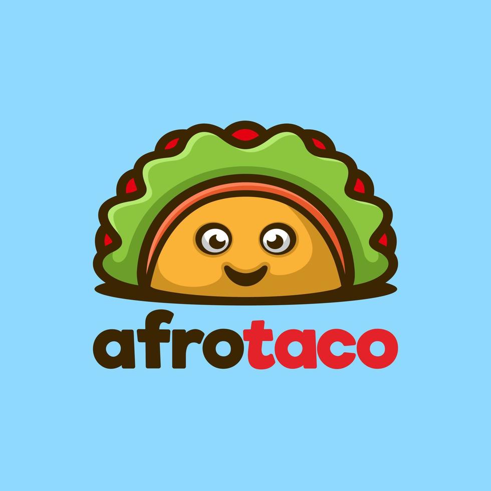 weafro e combine com o design do logotipo da mascote dos desenhos animados de taco, estilo de design plano vetor