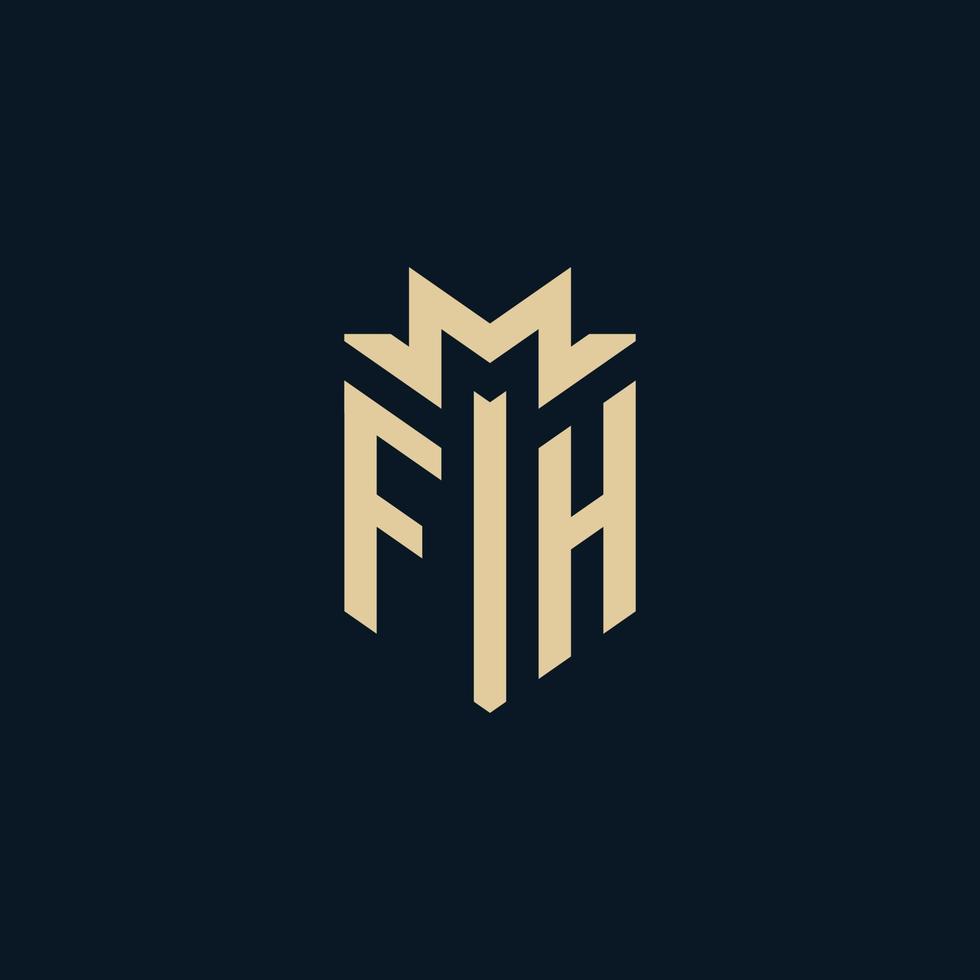 fh inicial para logotipo de escritório de advocacia, logotipo de advogado, ideias de design de logotipo de advogado vetor