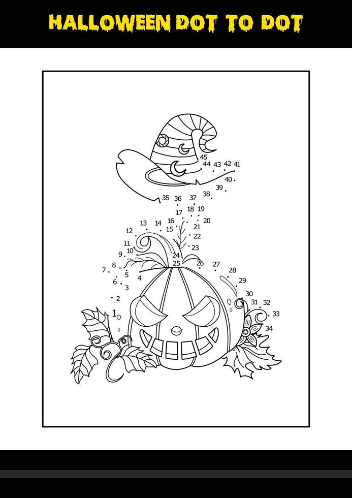 Halloween ponto a ponto para colorir para crianças. design de página de coloração de arte de linha para crianças. vetor