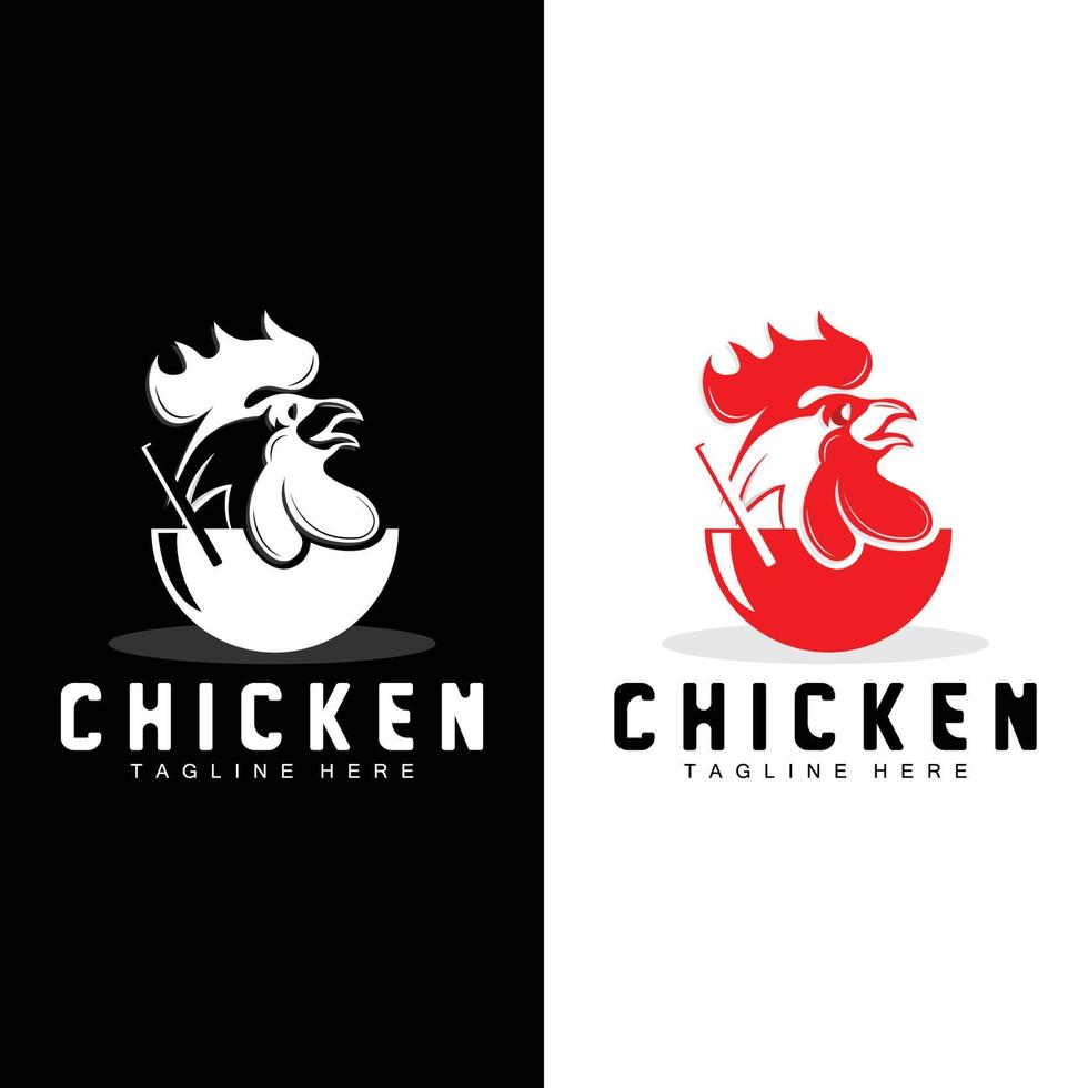 design de logotipo de churrasco de frango grelhado, vetor de cabeça de frango, marca da empresa