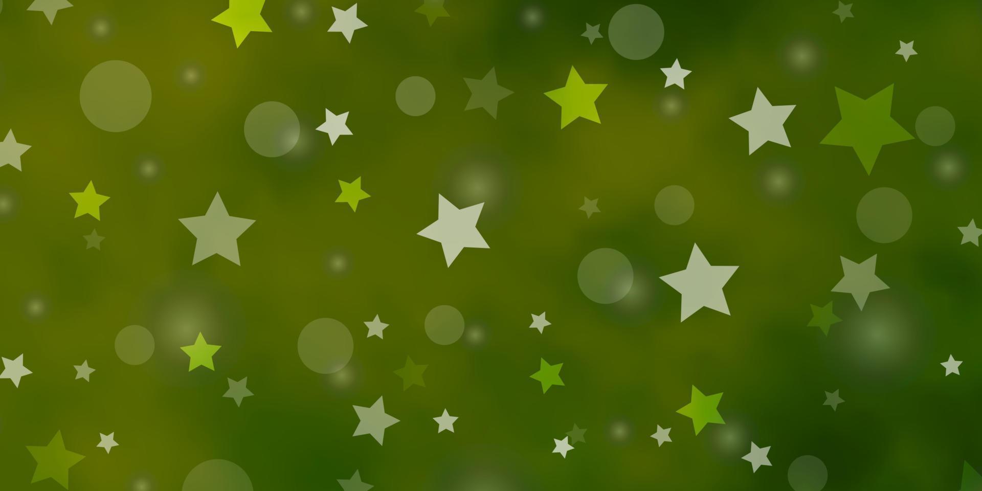 luz de fundo verde vetor com círculos, estrelas.