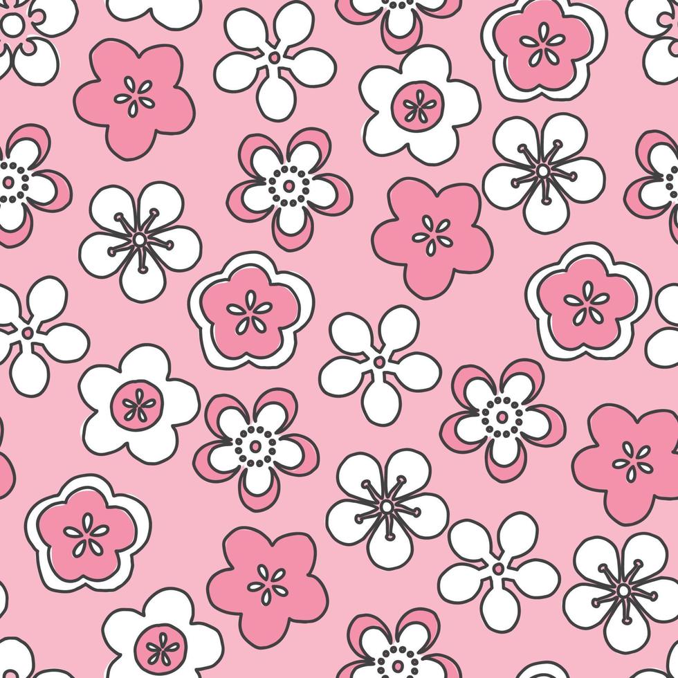 padrão de flor de pêssego rosa vetor