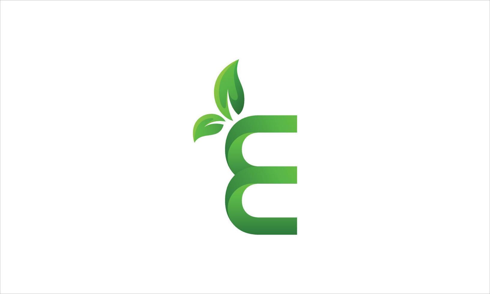folha verde com design de logotipo e. inicial e letra logo ícone design vector pro vector.