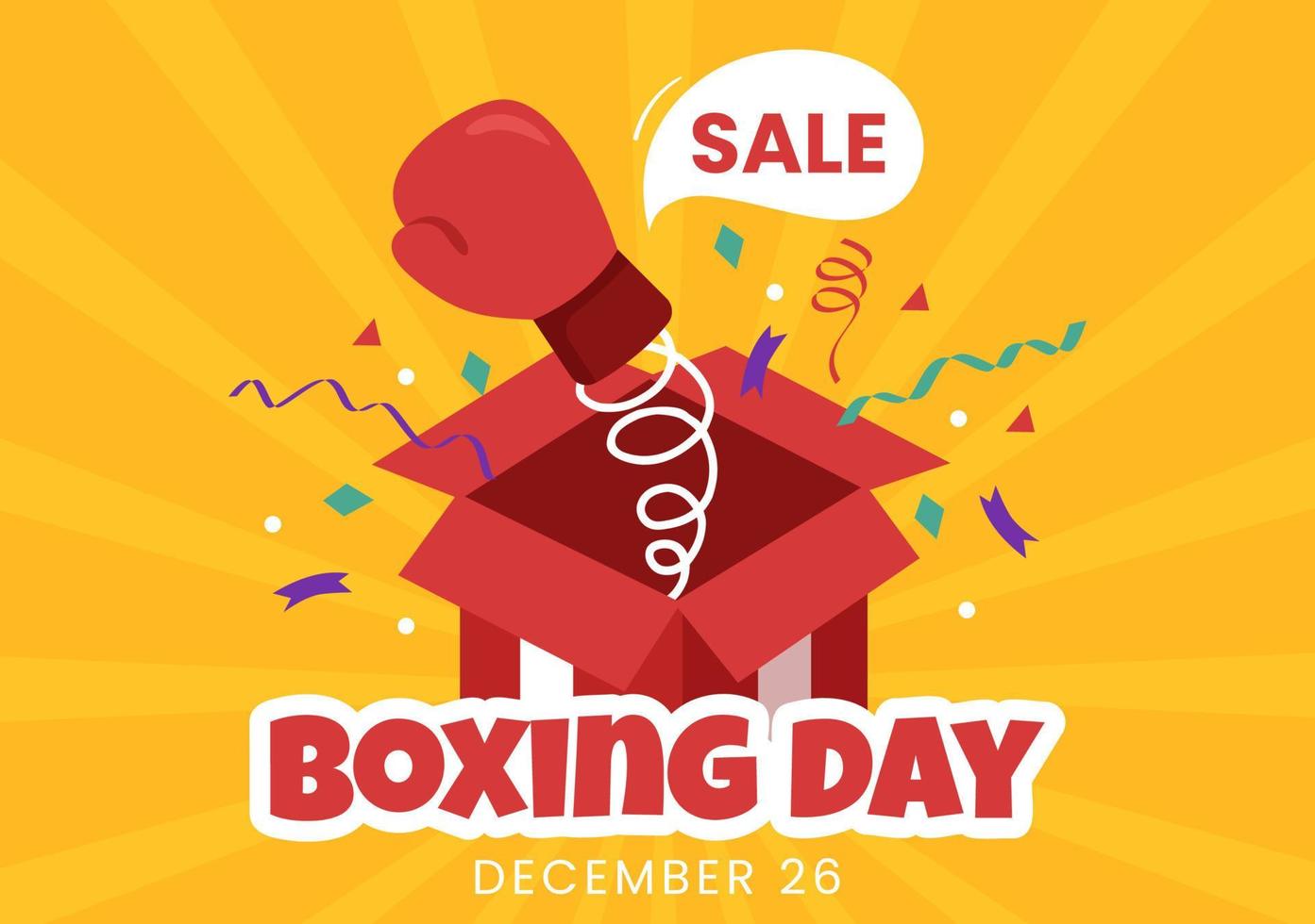 modelo de venda de dia de boxe ilustração plana de desenhos animados desenhados à mão com luva e caixa de presente para promoção ou conceito de compras vetor