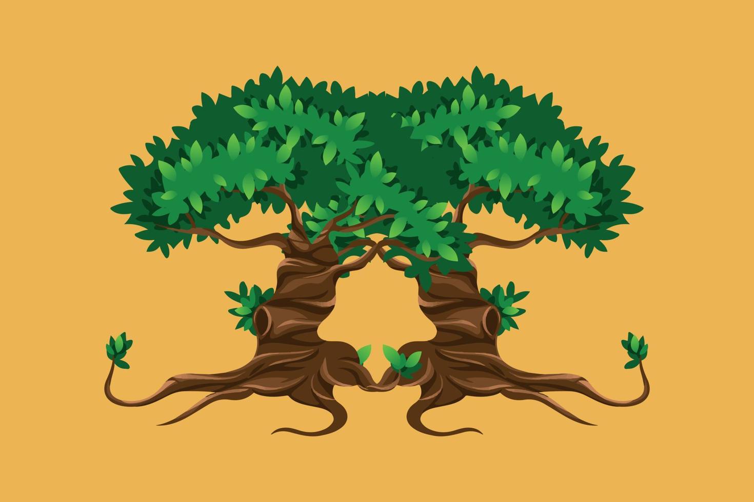 ilustração vetorial de uma árvore adequada para recursos de livros de histórias infantis, cartazes, etc. vetor