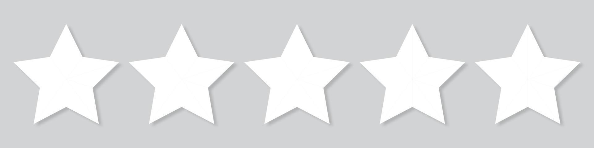 ícones de classificação de qualidade de cinco estrelas brancos. ícone de 5 estrelas. signo de cinco estrelas. símbolo de classificação. ilustração vetorial vetor