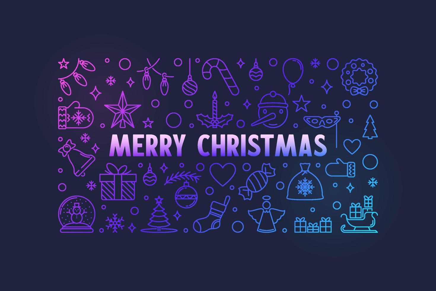 feliz natal contorno vetor natal banner horizontal