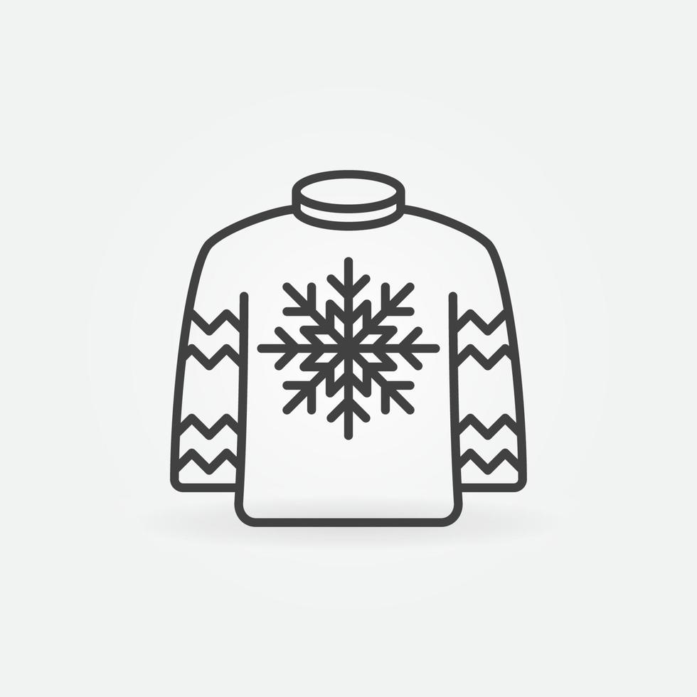 ícone de linha de camisola de natal. sinal de suéter de inverno vetorial vetor
