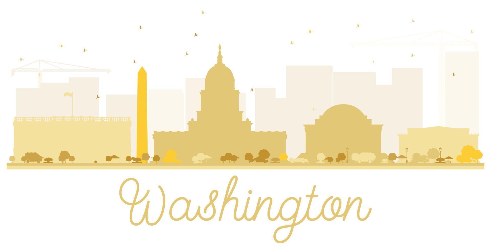 silhueta dourada do horizonte da cidade de Washington DC. vetor